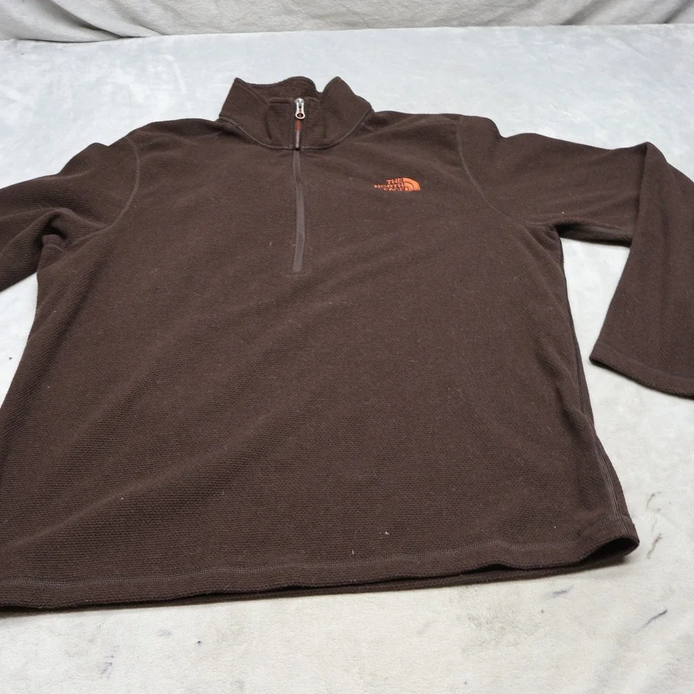 North Face Sweatshirt Mens XL Brown Fleece Textured Cap Rock 1/4 Zip Pullover